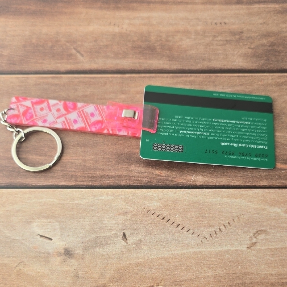 Pink Money Patterned Card Keychain Accessory - Picture 4 of 4